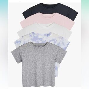 5 pack women’s crop tee shirts size large